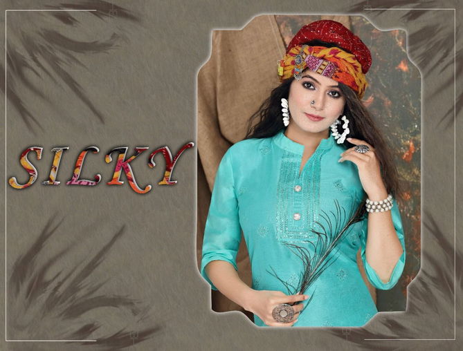 Riyaa Sillky 1 Designer New Fancy Regular Wear Chanderi Silk Kurti Collection